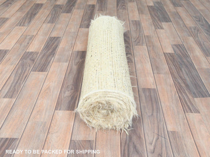 Beige 2'7" x 10'1" Modern and Contemporary Hand knotted Wool Rug - Sku: O082573