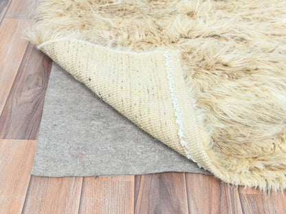Beige 2'6" x 10'0" Modern and Contemporary Hand knotted Wool Rug - Sku: O082574