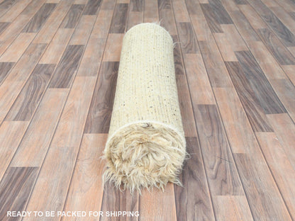 Beige 2'6" x 10'0" Modern and Contemporary Hand knotted Wool Rug - Sku: O082574