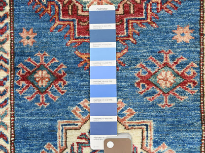 Blue 2'9" x 40'6" Kazak Hand knotted Wool Rug - Sku: O082575