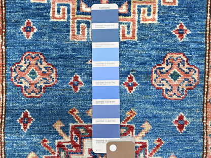 Blue 2'6" x 33'6" Kazak Hand knotted Wool Rug - Sku: O082577