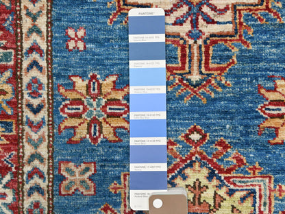 Blue 2'8" x 34'0" Kazak Hand knotted Wool Rug - Sku: O082579