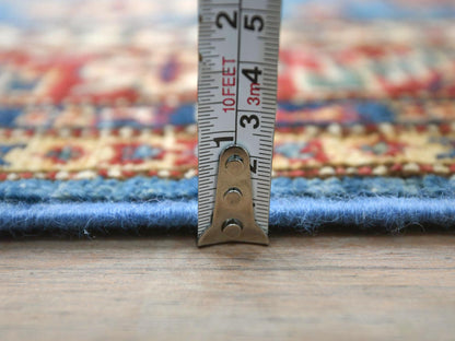 Blue 2'8" x 34'0" Kazak Hand knotted Wool Rug - Sku: O082579