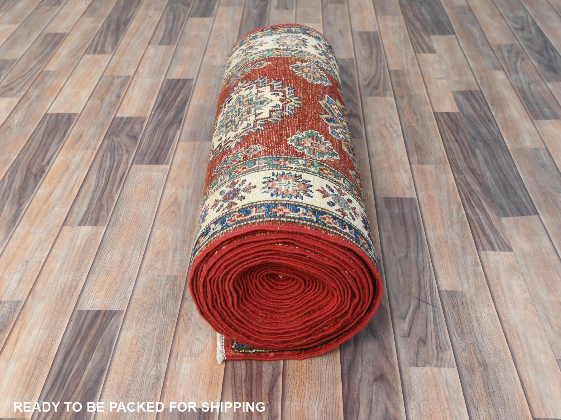 Kazak Kazak hand-knotted wool runner in Red & Ivory, 2'8" x 39'1" — SKU O082607 (view 5)