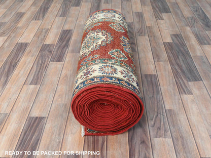 Kazak Kazak hand-knotted wool runner in Red & Ivory, 2'8" x 39'1" — SKU O082607 (view 5)