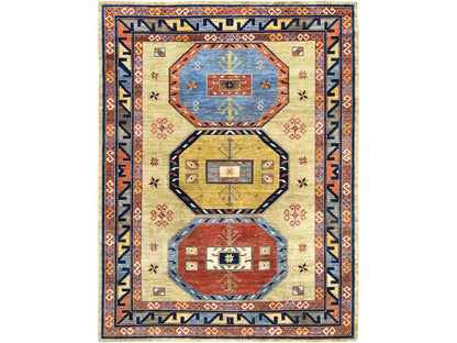Tribal & Geometric hand-knotted wool rug in Green & Red, 10'2" x 13'6" — SKU O082613