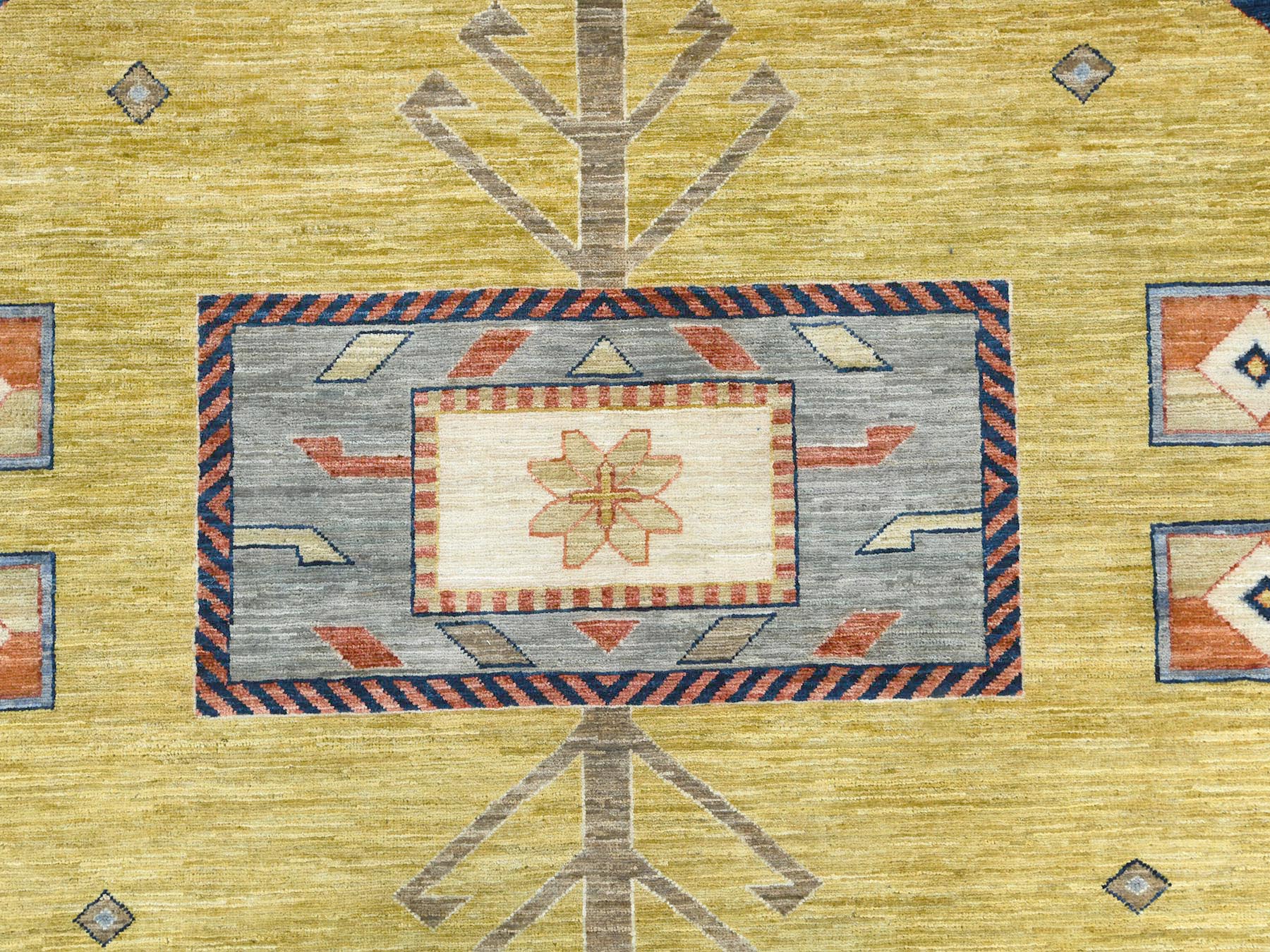Tribal & Geometric hand-knotted wool rug in Green & Red, 10'2" x 13'6" — SKU O082613 (view 8)