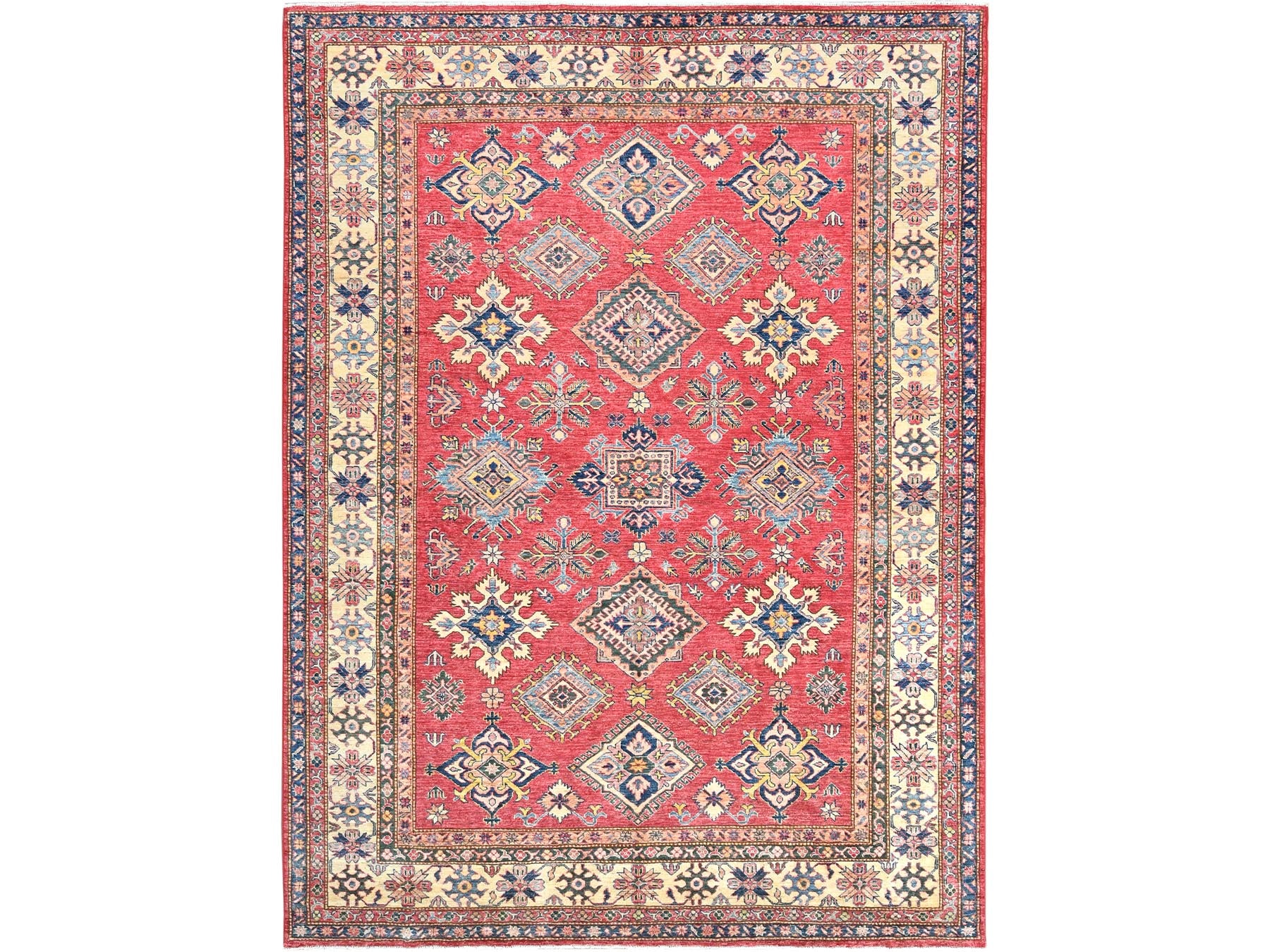 Kazak Kazak hand-knotted wool rug in Red & Ivory, 7'10" x 10'6" — SKU O082640