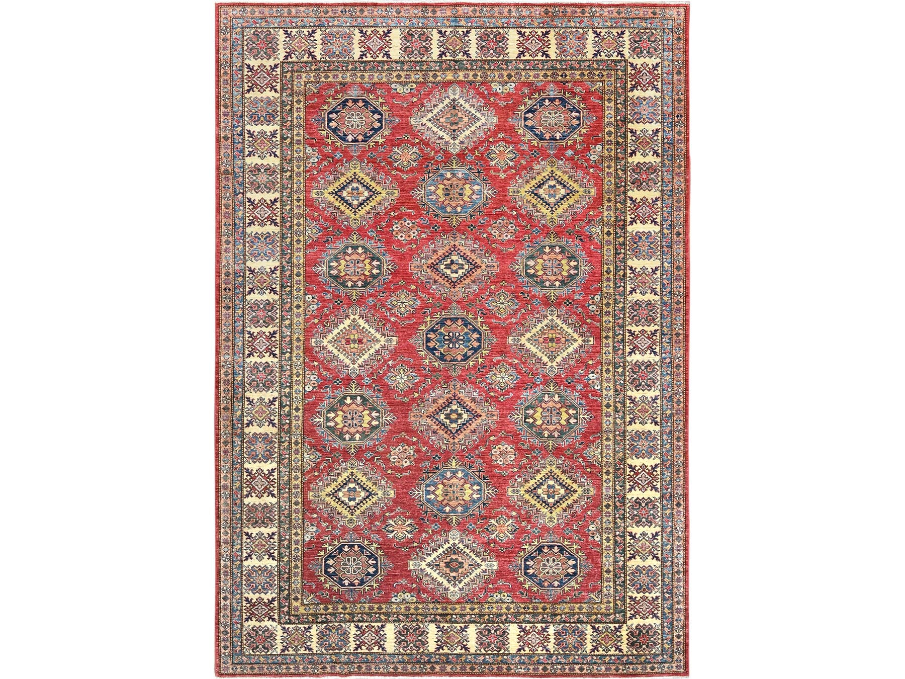 Kazak Kazak hand-knotted wool rug in Red & Ivory, 8'10" x 12'8" — SKU O082641
