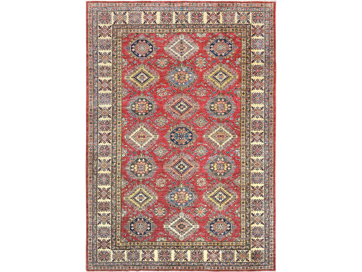 Kazak Kazak hand-knotted wool rug in Red & Ivory, 8'10" x 12'8" — SKU O082641