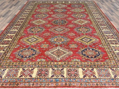 Kazak Kazak hand-knotted wool rug in Red & Ivory, 8'10" x 12'8" — SKU O082641 (view 2)