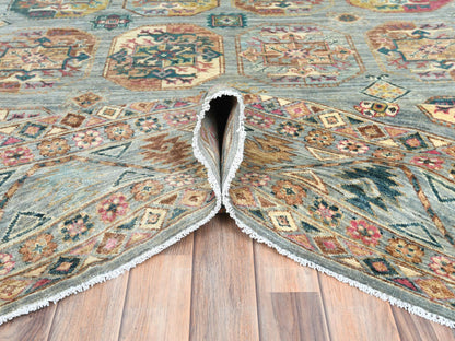 Blue 9'9" x 14'1" Kazak Hand knotted Wool Rug - Sku: O082656