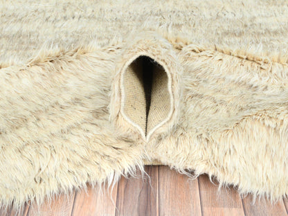 Beige 12'0" x 12'1" Modern and Contemporary Hand knotted Wool Rug - Sku: O082658