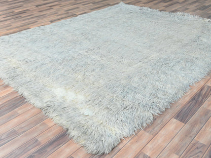 Grey 8'0" x 9'9" Modern / Contemporary Hand knotted Wool Rug - Sku: O082660