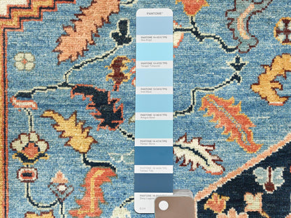Heriz Heriz hand-knotted wool rug in Orange & Navy Blue, 8' x 9'6" — SKU O082676 (view 7)
