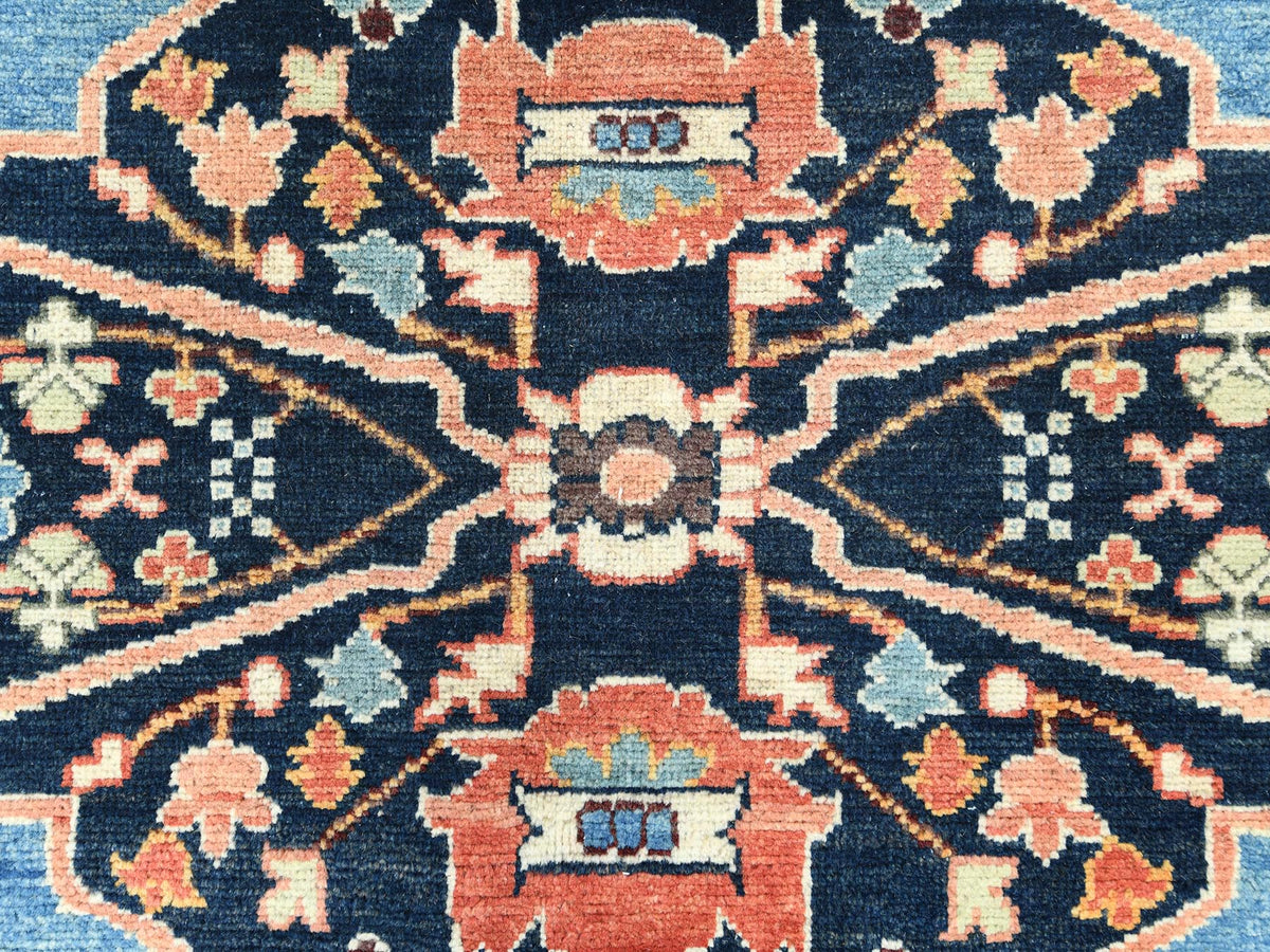 Heriz Heriz hand-knotted wool rug in Orange & Navy Blue, 8' x 9'6" — SKU O082676 (view 8)