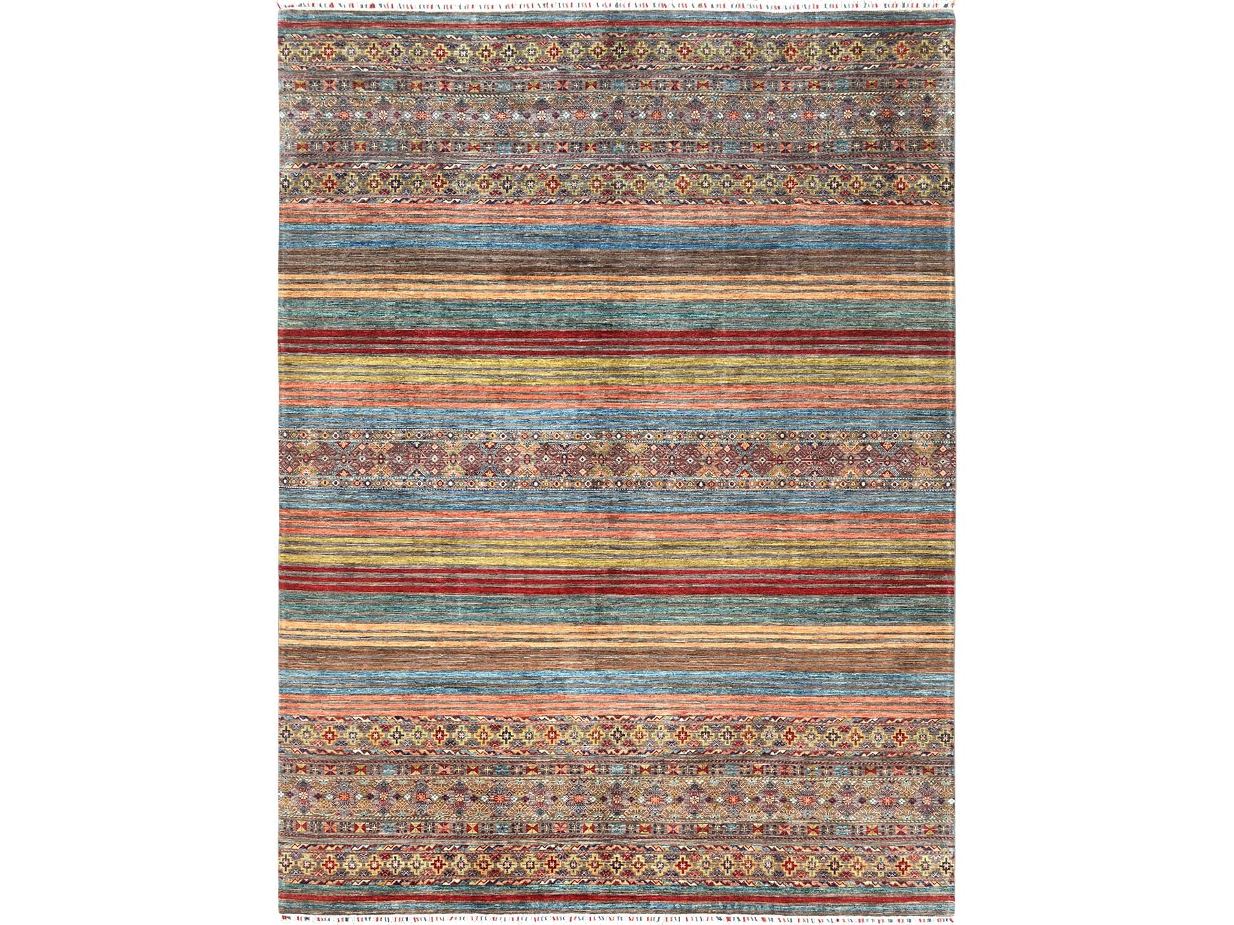 Kazak Kazak hand-knotted wool rug in Red, 9'10" x 13'2" — SKU O082687