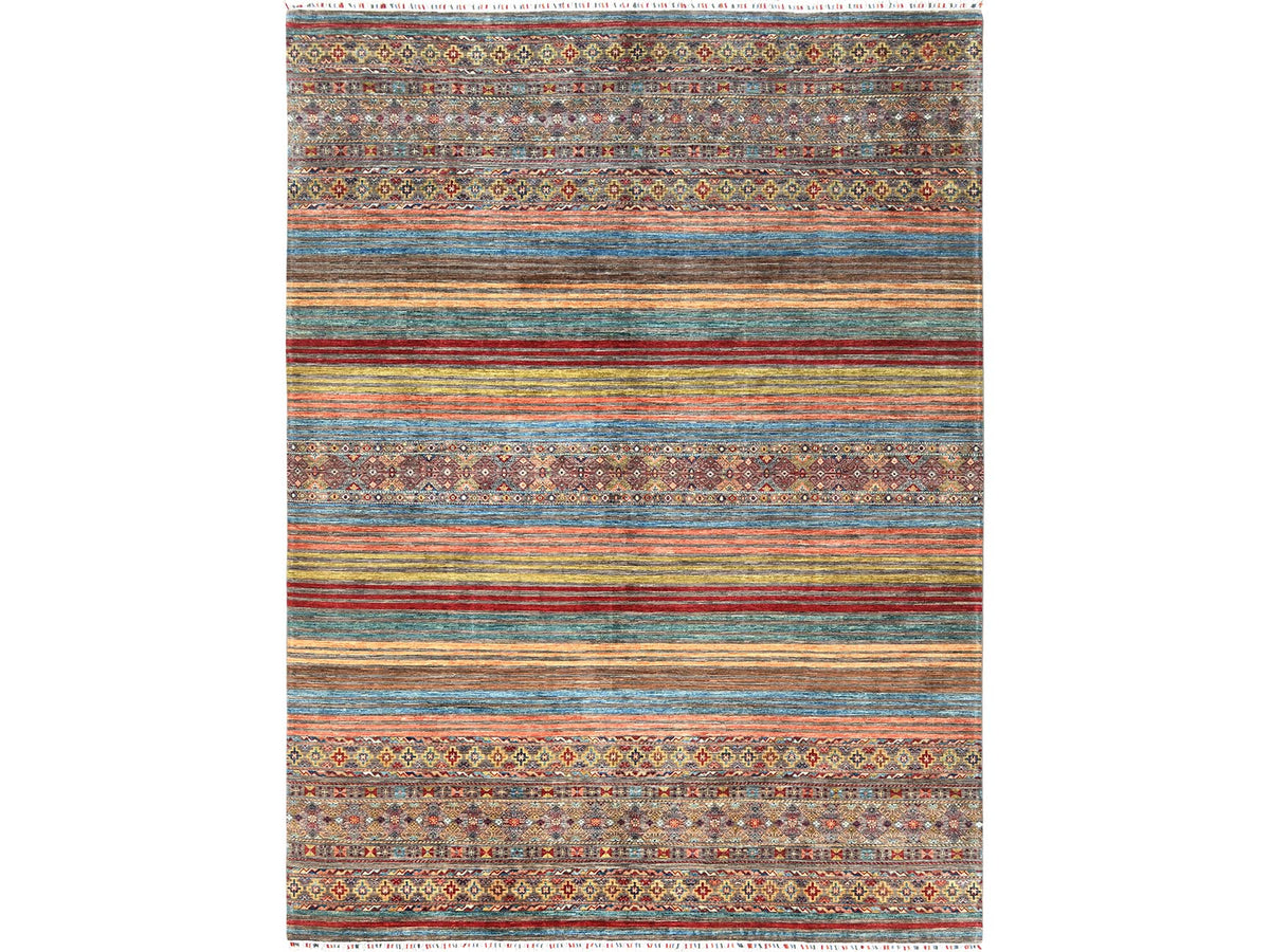 Kazak Kazak hand-knotted wool rug in Red, 9'10" x 13'2" — SKU O082687
