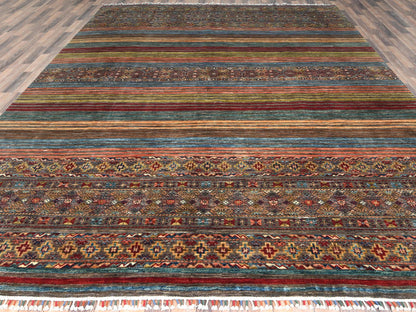 Kazak Kazak hand-knotted wool rug in Red, 9'10" x 13'2" — SKU O082687 (view 2)