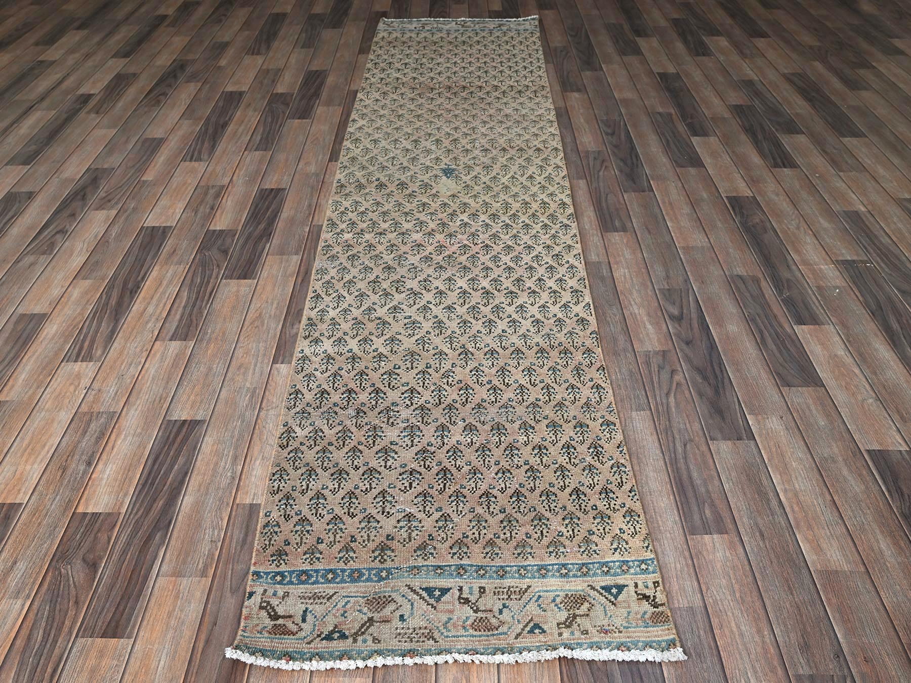 Tabriz Vintage hand-knotted wool runner in Pink, 2'4" x 10'1" — SKU O0826 (view 2)