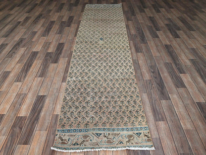Tabriz Vintage hand-knotted wool runner in Pink, 2'4" x 10'1" — SKU O0826 (view 2)