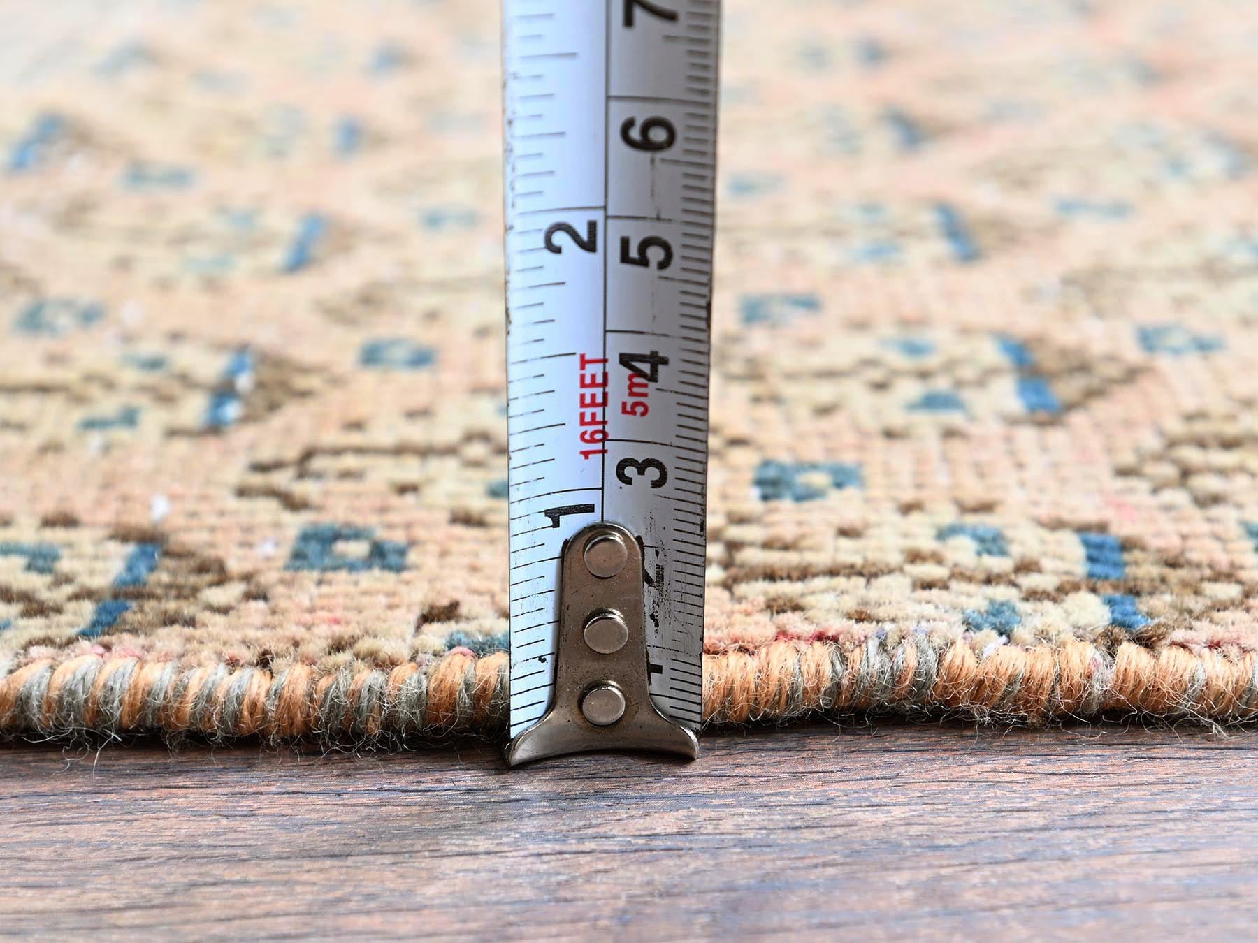 Tabriz Vintage hand-knotted wool runner in Pink, 2'4" x 10'1" — SKU O0826 (view 6)