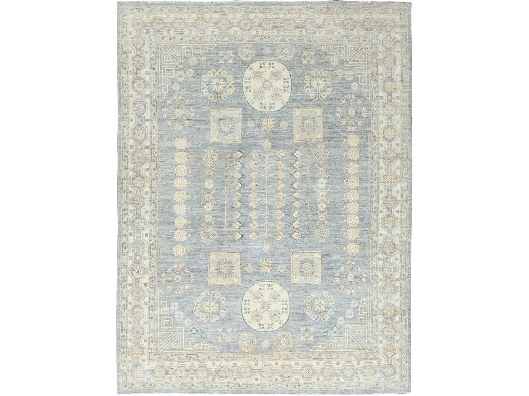 Khotan Oushak hand-knotted wool rug in Gray & Ivory, 9'1" x 12' — SKU O082702