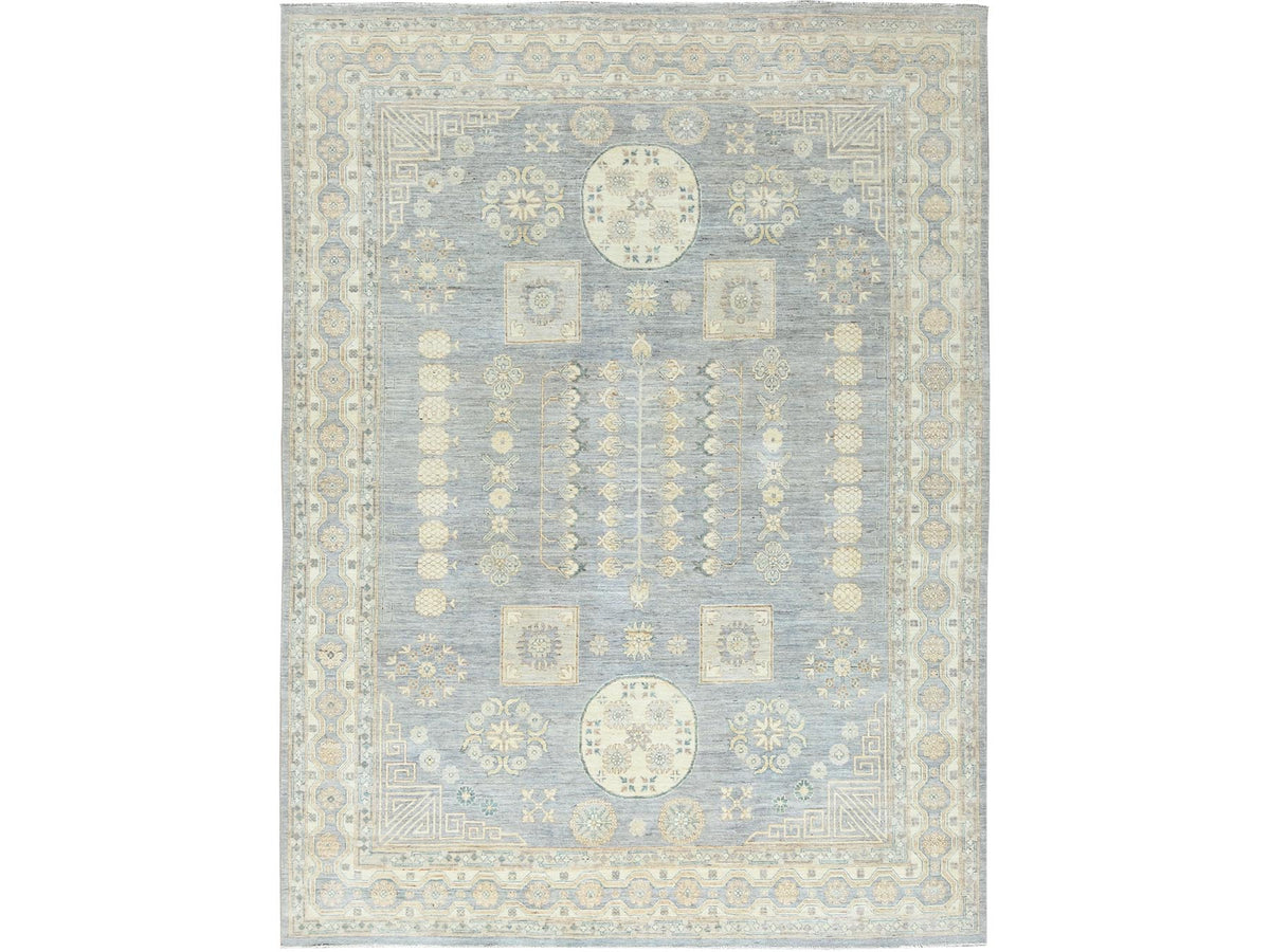 Khotan Oushak hand-knotted wool rug in Gray & Ivory, 9'1" x 12' — SKU O082702