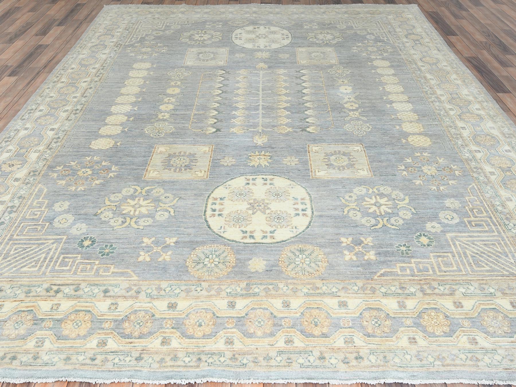 Khotan Oushak hand-knotted wool rug in Gray & Ivory, 9'1" x 12' — SKU O082702 (view 2)