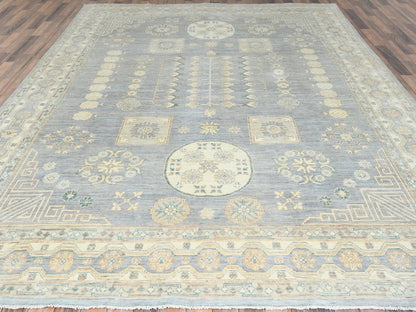 Khotan Oushak hand-knotted wool rug in Gray & Ivory, 9'1" x 12' — SKU O082702 (view 2)