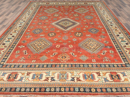 Kazak Kazak hand-knotted wool rug in Red & Ivory, 9' x 11'9" — SKU O082709 (view 2)