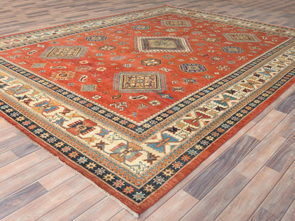 Kazak Kazak hand-knotted wool rug in Red & Ivory, 9' x 11'9" — SKU O082709 (view 3)