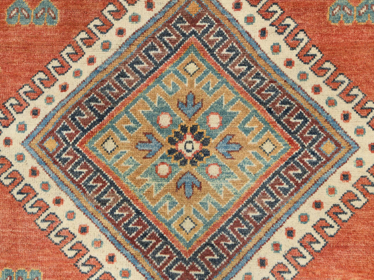 Kazak Kazak hand-knotted wool rug in Red & Ivory, 9' x 11'9" — SKU O082709 (view 8)