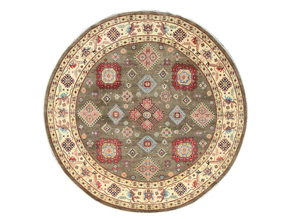 Brown 8'10" x 9'0" Kazak Hand knotted Wool Rug - Sku: O082711