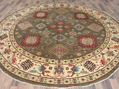 Brown 8'10" x 9'0" Kazak Hand knotted Wool Rug - Sku: O082711