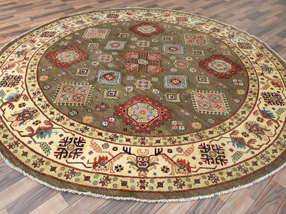 Brown 8'10" x 9'0" Kazak Hand knotted Wool Rug - Sku: O082711