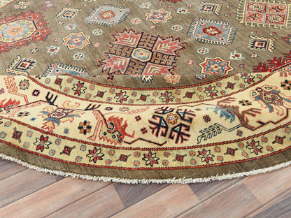 Brown 8'10" x 9'0" Kazak Hand knotted Wool Rug - Sku: O082711