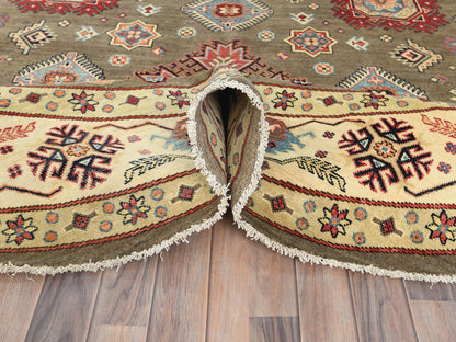 Brown 8'10" x 9'0" Kazak Hand knotted Wool Rug - Sku: O082711