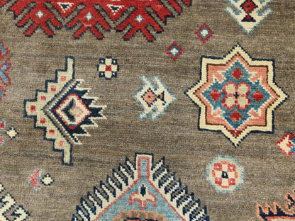 Brown 8'10" x 9'0" Kazak Hand knotted Wool Rug - Sku: O082711