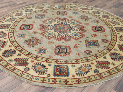 Kazak Kazak hand-knotted wool rug in Yellow & Beige, 7'9" x 8' — SKU O082712 (view 4)