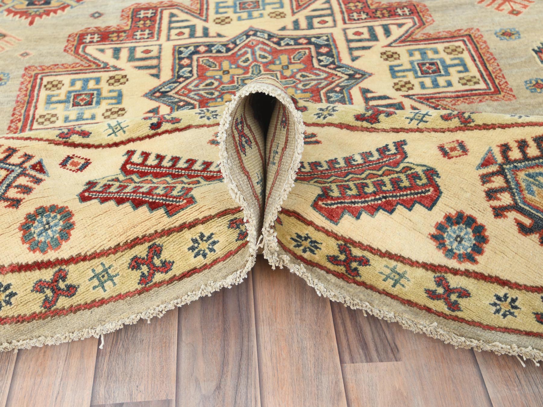 Kazak Kazak hand-knotted wool rug in Yellow & Beige, 7'9" x 8' — SKU O082712 (view 6)
