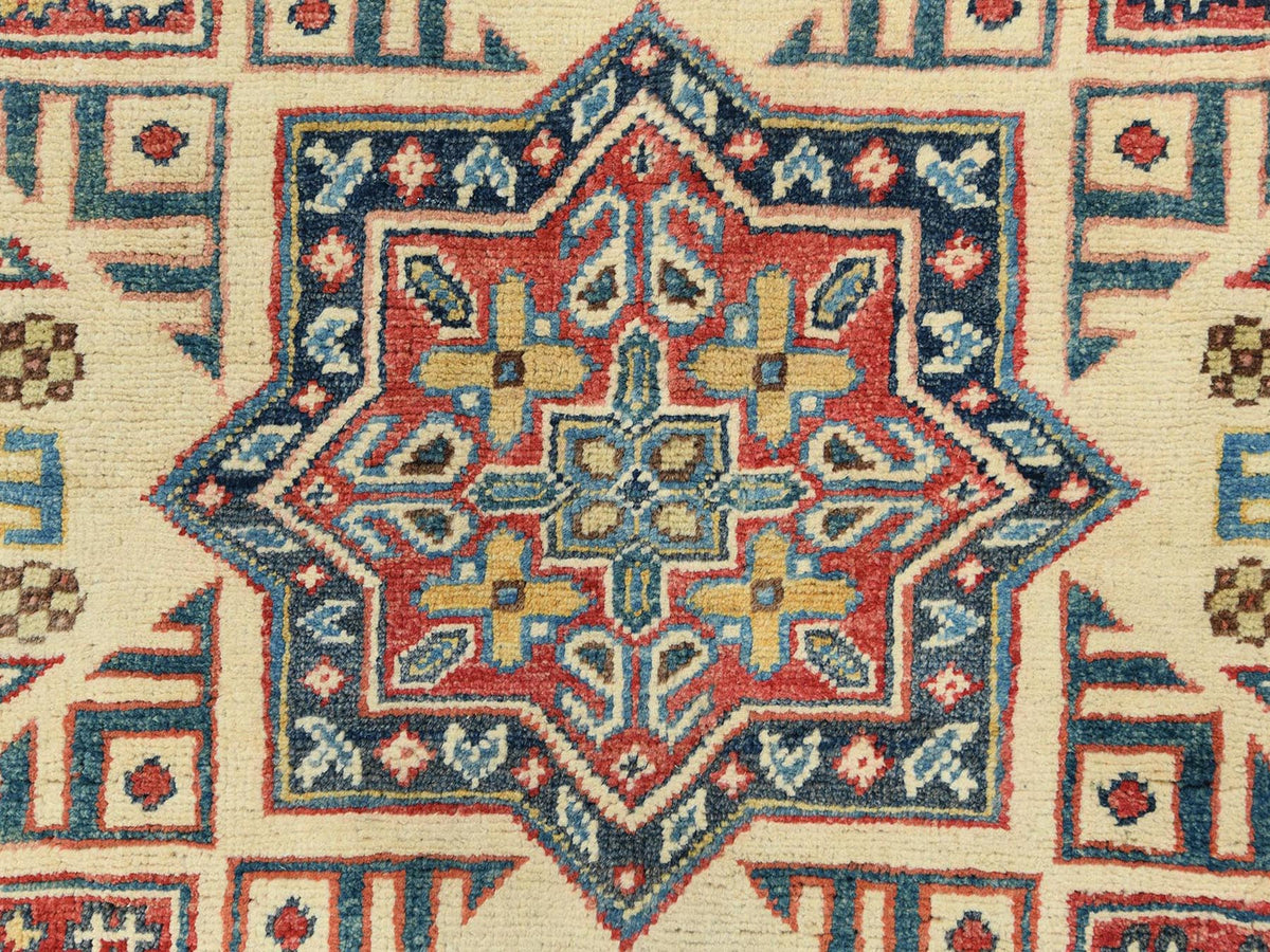 Kazak Kazak hand-knotted wool rug in Yellow & Beige, 7'9" x 8' — SKU O082712 (view 8)