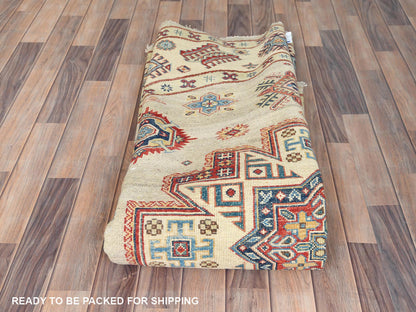 Kazak Kazak hand-knotted wool rug in Yellow & Beige, 7'9" x 8' — SKU O082712 (view 9)