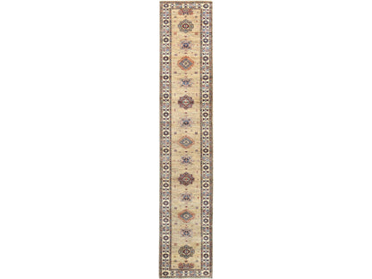 Brown 2'7" x 13'6" Kazak Hand knotted Wool Rug - Sku: O082721
