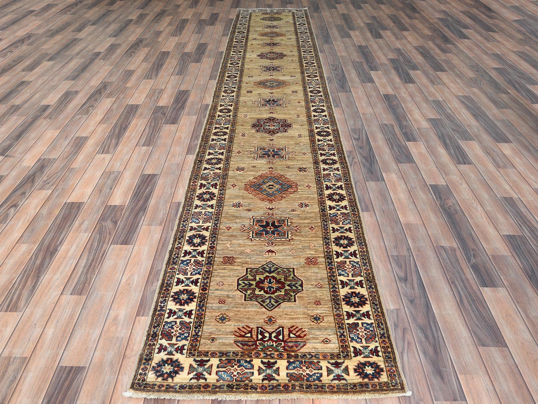Brown 2'7" x 13'6" Tribal Hand knotted Wool Rug - Sku: O082721