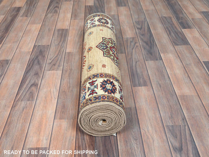 Brown 2'7" x 13'6" Kazak Hand knotted Wool Rug - Sku: O082721