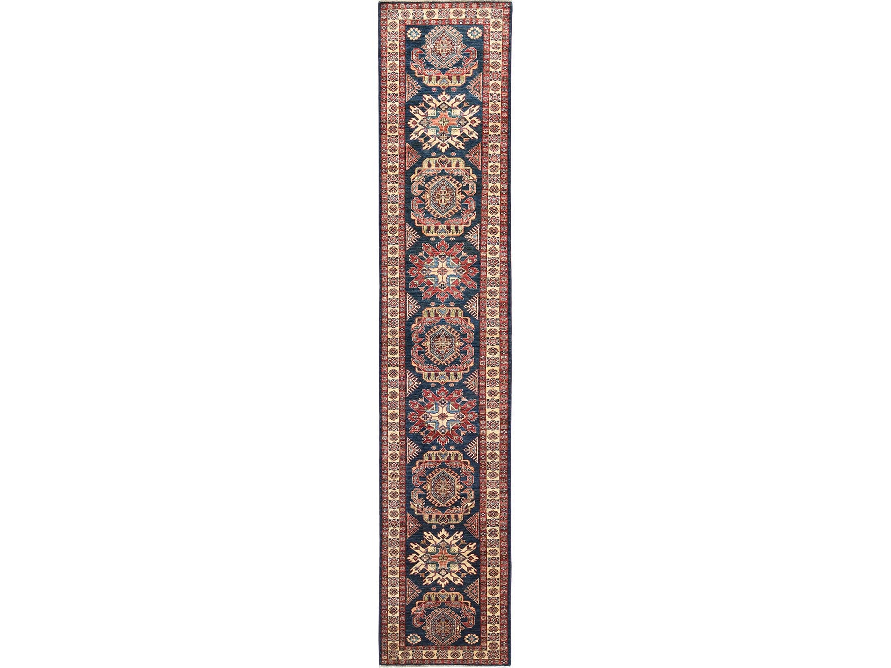 Blue 2'7" x 13'6" Tribal Hand knotted Wool Rug - Sku: O082725