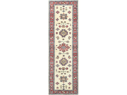 Kazak Kazak hand-knotted wool runner in Ivory & Red, 2'7" x 8'6" — SKU O082733