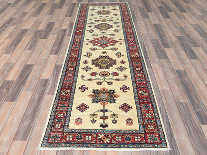 Kazak Kazak hand-knotted wool runner in Ivory & Red, 2'7" x 8'6" — SKU O082733 (view 2)