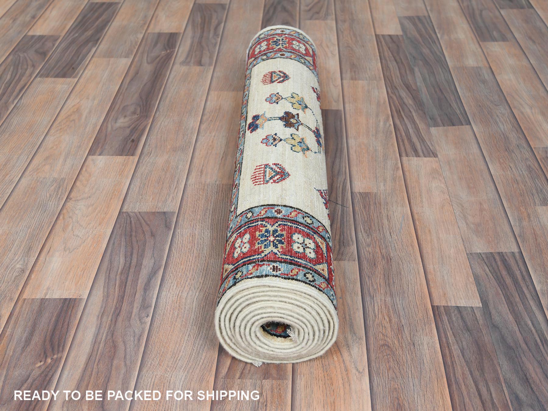 Kazak Kazak hand-knotted wool runner in Ivory & Red, 2'7" x 8'6" — SKU O082733 (view 5)